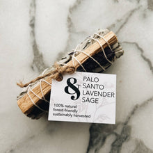 Load image into Gallery viewer, Forest-friendly Palo santo, Lavender and White Sage smudge