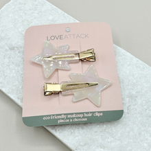 Load image into Gallery viewer, 2pc Eco-Friendly Creaseless Hair Clips - White Star