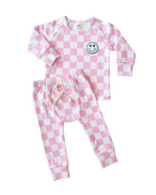 Load image into Gallery viewer, Checkered Smiley Lounge Set | Pink