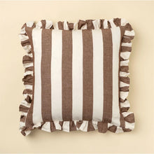 Load image into Gallery viewer, Ruffle Stripe Pillow Brown