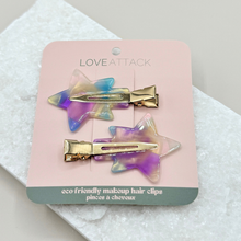 Load image into Gallery viewer, 2pc Eco-Friendly Creaseless Hair Clips - Multi-Colored Star