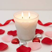 Load image into Gallery viewer, Frosted Heart 2-Wick Soy Candle – Cranberry Peach Vanilla | Valentine’s Day Edition
