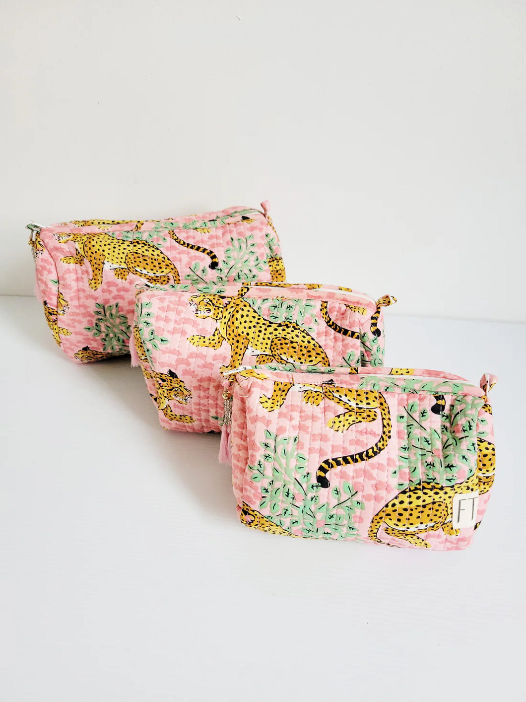 Pink Leopard Make Up Bag Assorted Sizes