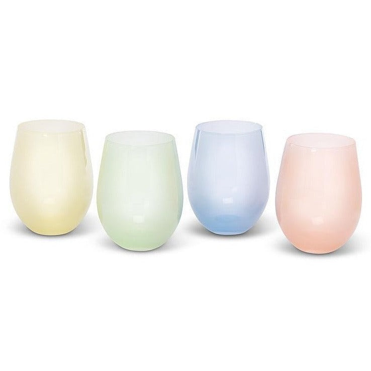 Sheer Pastel Stemless Wine Glasses
