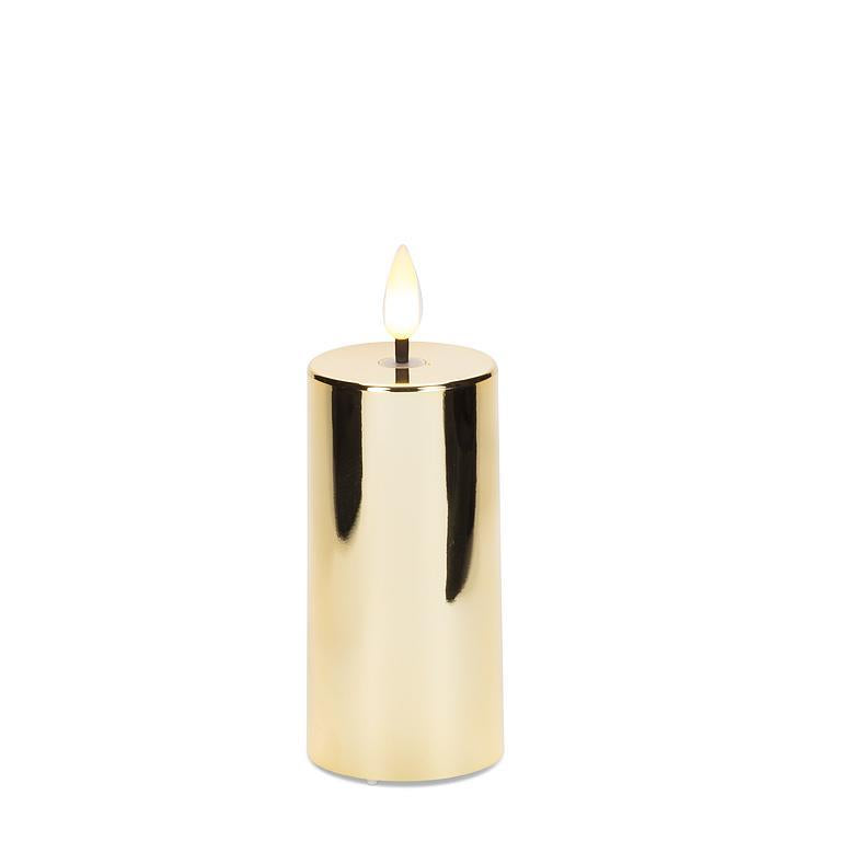 LED Metallic Gold Pillar Candles