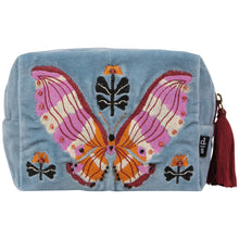 Load image into Gallery viewer, Lt Blue Velvet Butterfly Pouch
