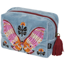 Load image into Gallery viewer, Lt Blue Velvet Butterfly Pouch

