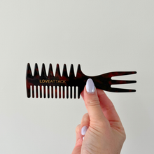 Load image into Gallery viewer, Cellulose Acetate 3-in-1 Hair Styling Comb - Dark Tortoise
