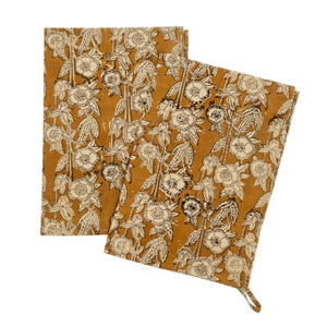 Marigold Block Print Tea Towels
