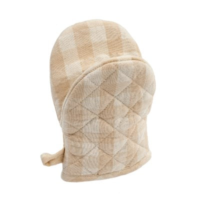 Gingham Oven Mitt Beige