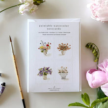 Load image into Gallery viewer, Bouquets paintable watercolor notecard set
