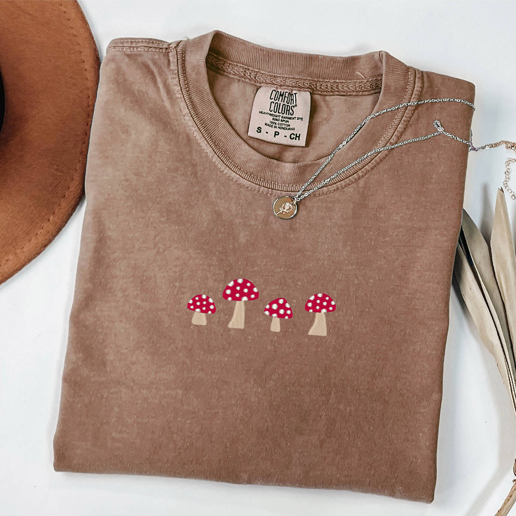 Embroidered Mushroom Spring Shirt Women Comfort Colors