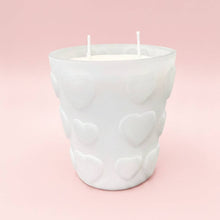Load image into Gallery viewer, Frosted Heart 2-Wick Soy Candle – Cranberry Peach Vanilla | Valentine’s Day Edition
