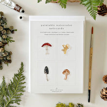 Load image into Gallery viewer, Mushrooms paintable notecards
