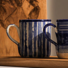 Load image into Gallery viewer, Blue Stripe &amp; Fish Repeat Mugs
