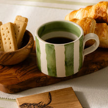 Load image into Gallery viewer, Sage Green Stripe &amp; Flora Mugs
