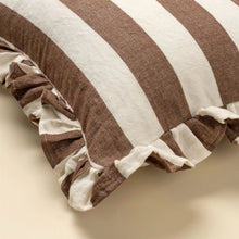 Load image into Gallery viewer, Ruffle Stripe Pillow Brown

