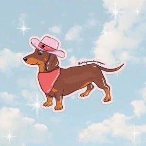 Weenie Dog Cowboy Sticker