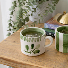 Load image into Gallery viewer, Sage Green Stripe &amp; Flora Mugs
