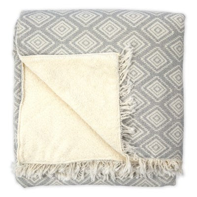 Fleece Lined Throw Pyramid Light Grey