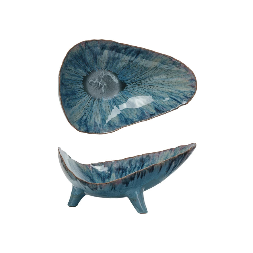 Stoneware Organic Footed Bowl