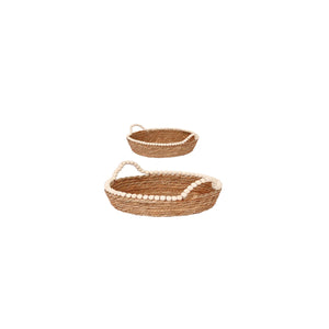 Palma Beaded Tray Round with Handle Small