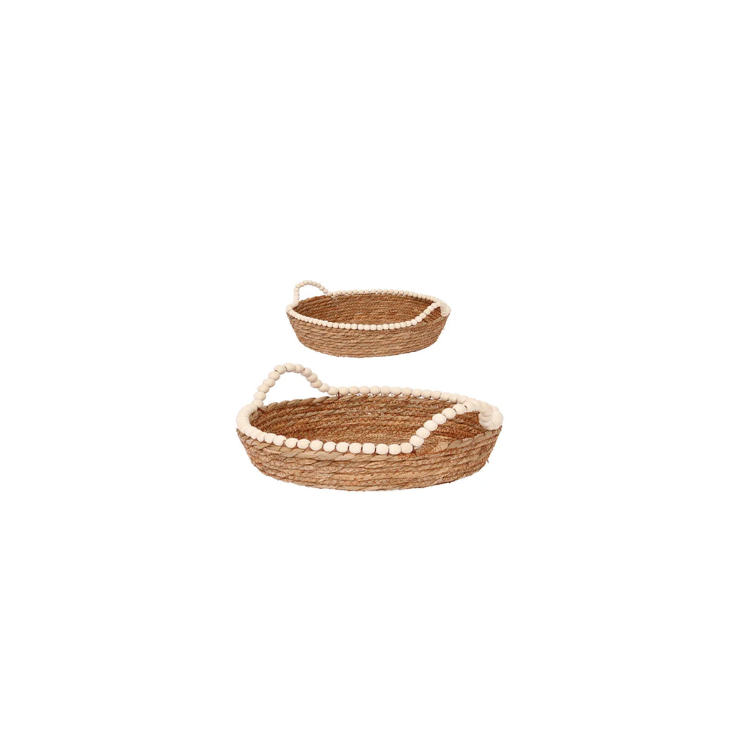 Palma Beaded Tray Round with Handle Small