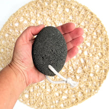 Load image into Gallery viewer, Natural Lava Pumice Stone with Cotton Hanging String Black
