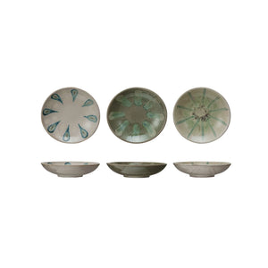 Hand Painted Stoneware Low Bowl