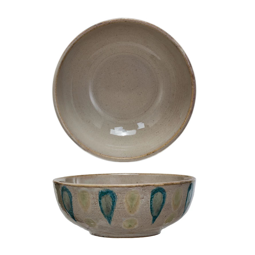 Hand Painted Stoneware Serving Bowl