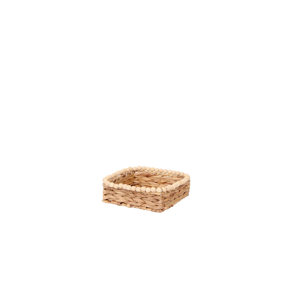 Palma Beaded Woven Basket Natural