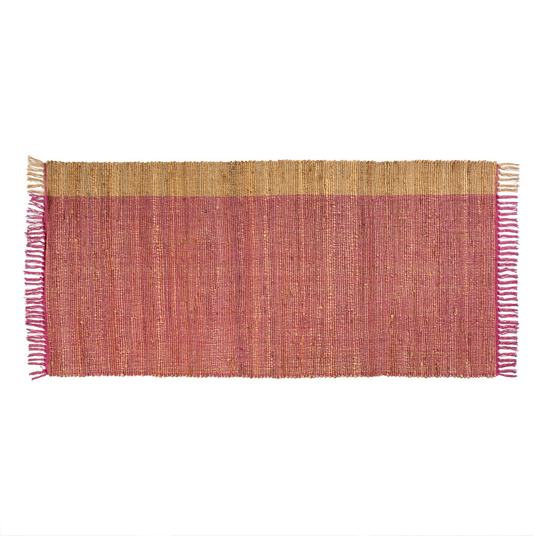 Side Stripe Jute Rug - Pink