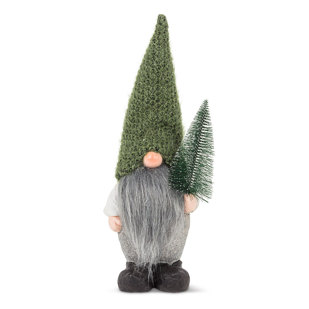 Large Gnome with Knit Hat & Tree