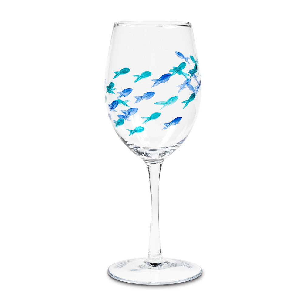 Blue/Green Fish Wine Glass