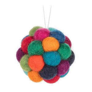 Rainbow Pompom Ball Ornament