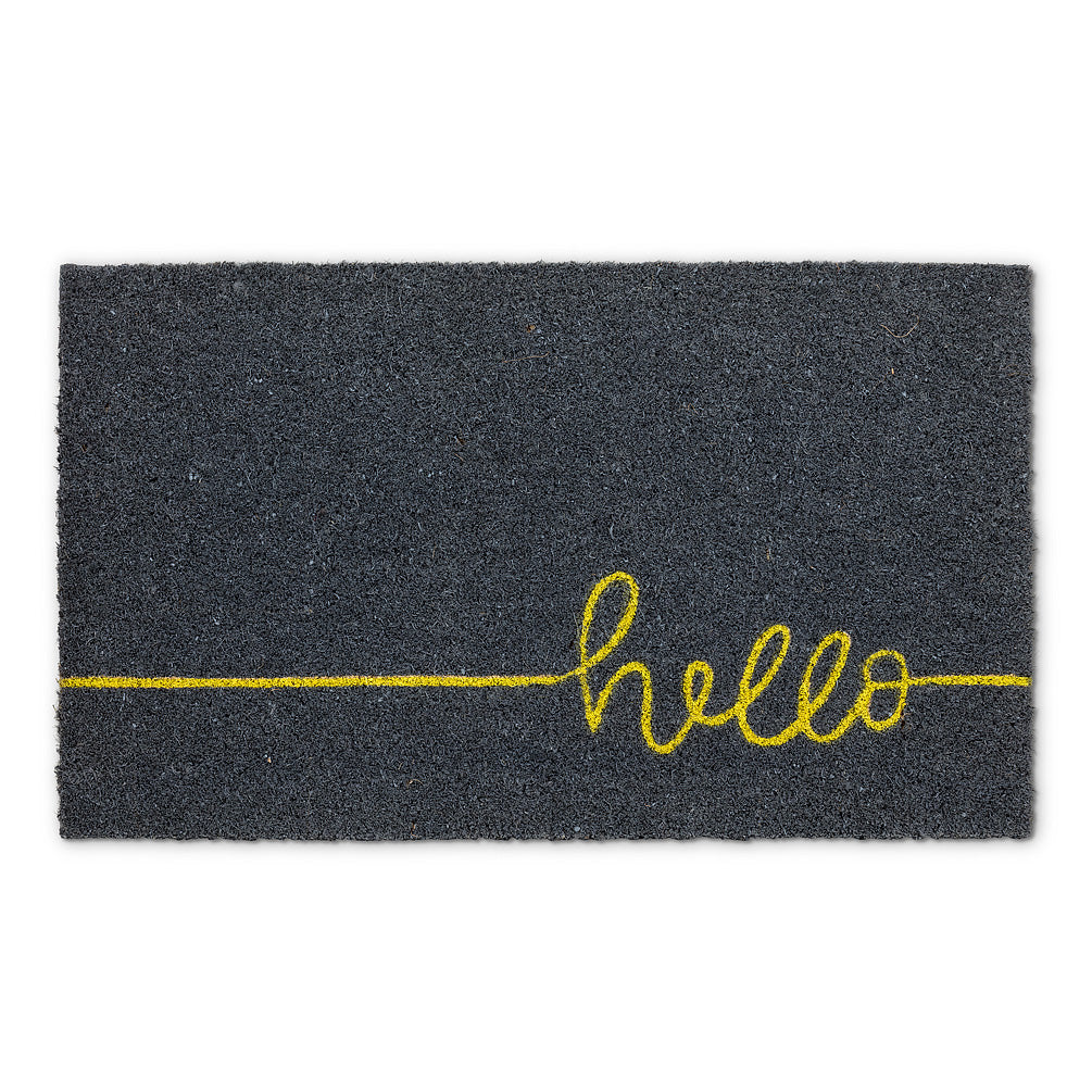 Hello Doormat-Grey/Yellow-18x30
