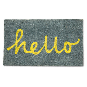 Hello Doormat-Grey/Yellow