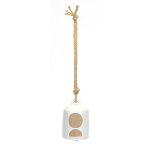 Ceramic Bell - Circle Emboss w/ Rope Hanger