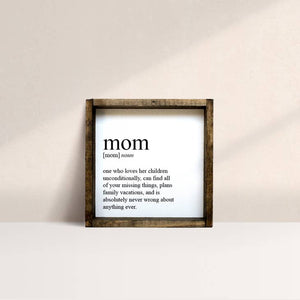 Mom Definition Wood Sign