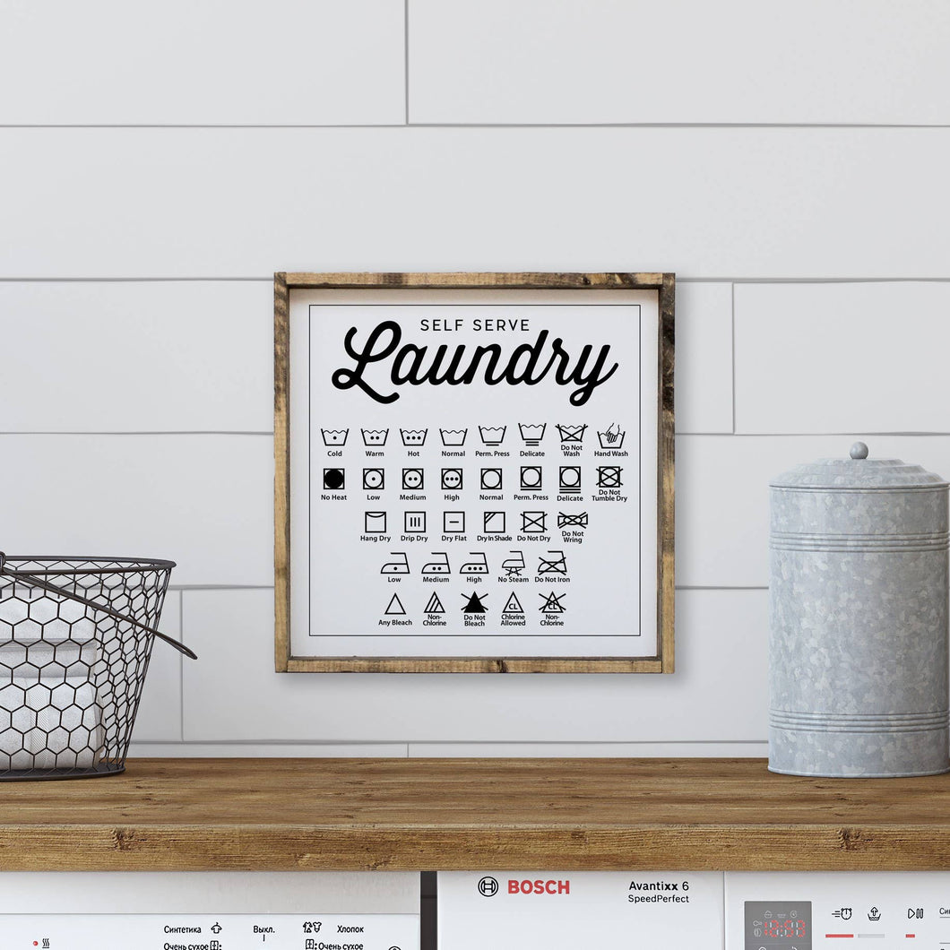 Laundry Symbols Wood Sign