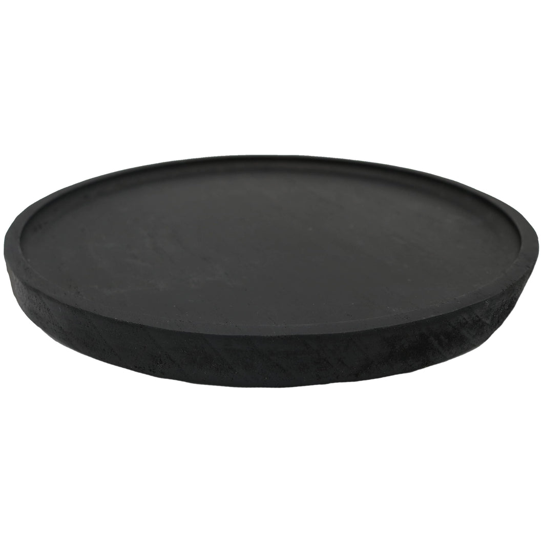 Round Wood Tray - Black Large