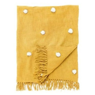 AdV Woven Poms Yellow Throw