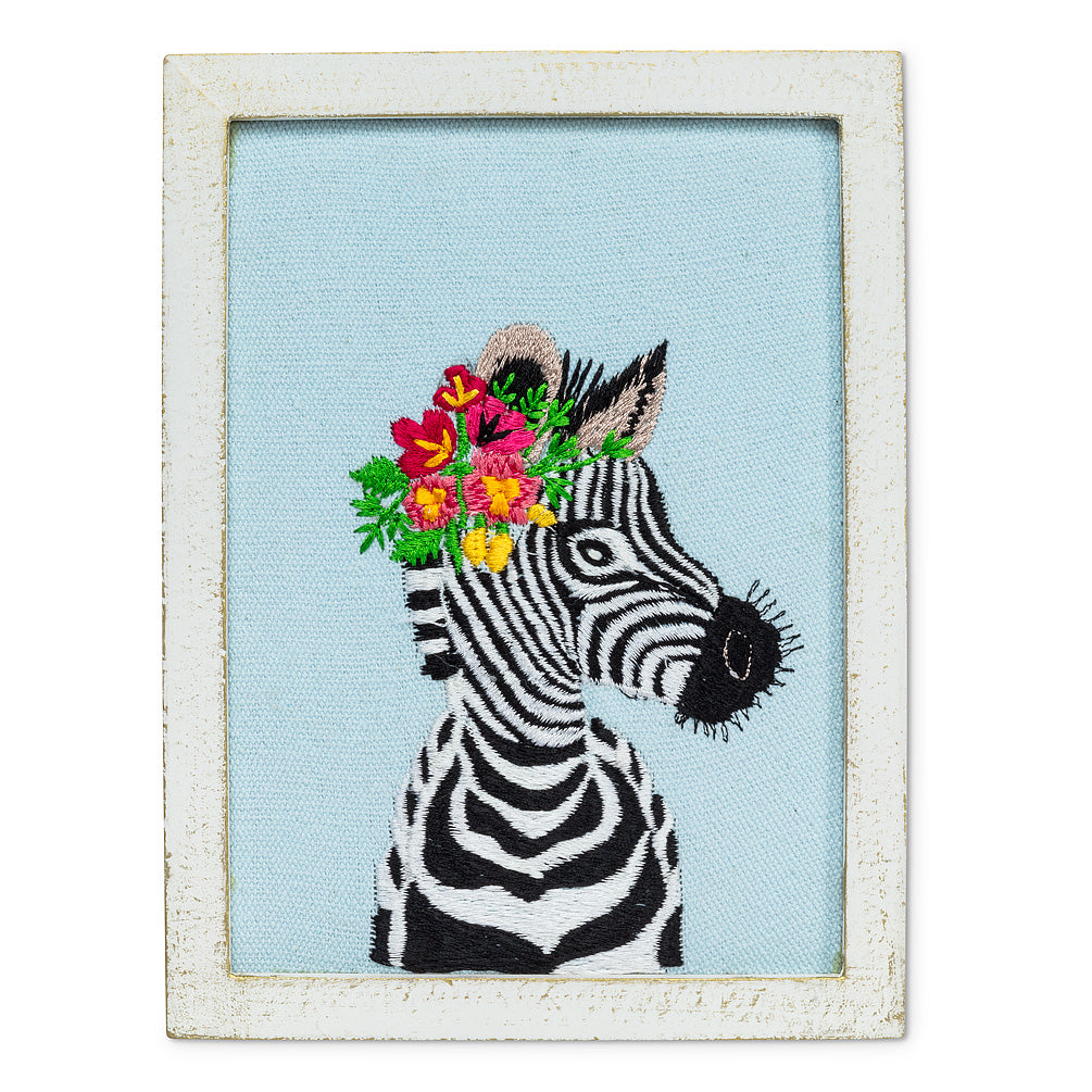 Zebra with Flowers Wall Art
