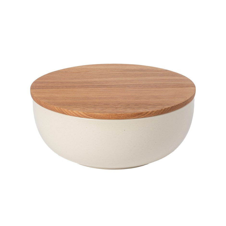 Pacifica Vanilla Serving Bowl W/Oak Lid
