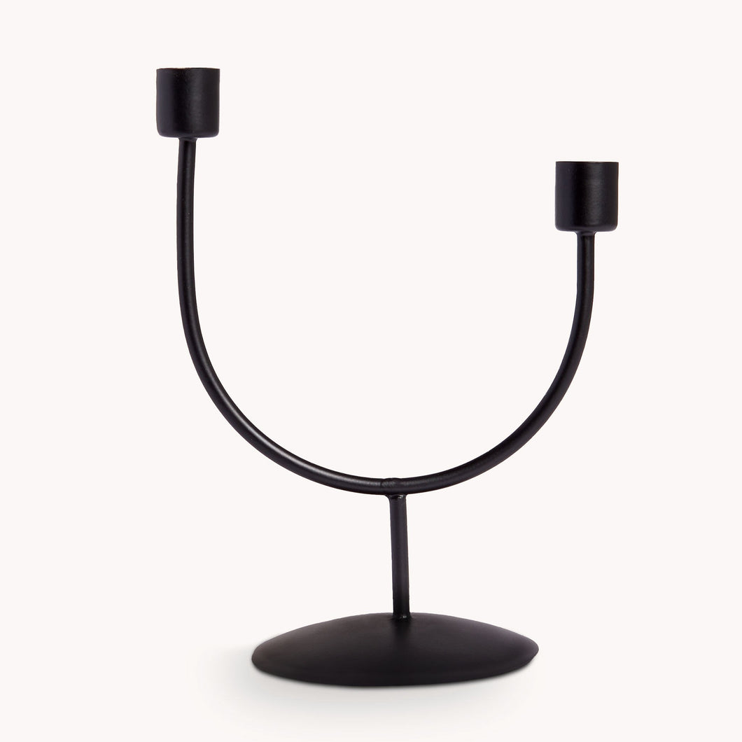 Candle Holder - Asymmetrical - Black