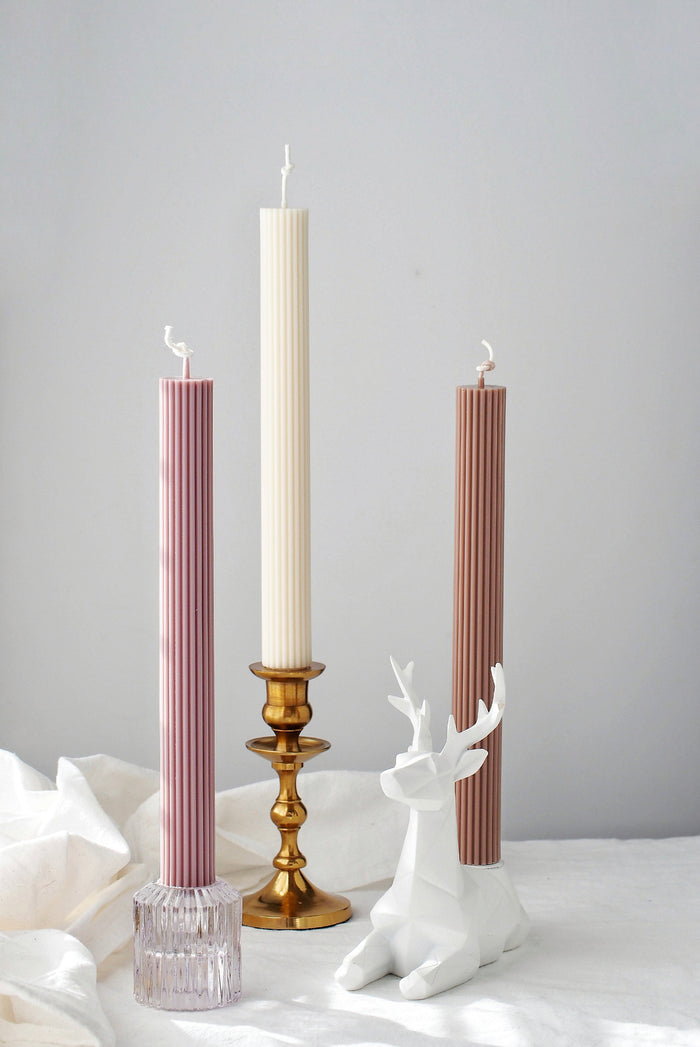 Ribbed Taper Candle Set of 2