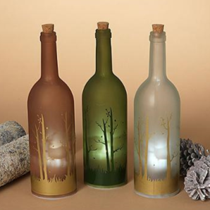 TRIW Lighted Bottles Luminary with moving Projected Reindeer