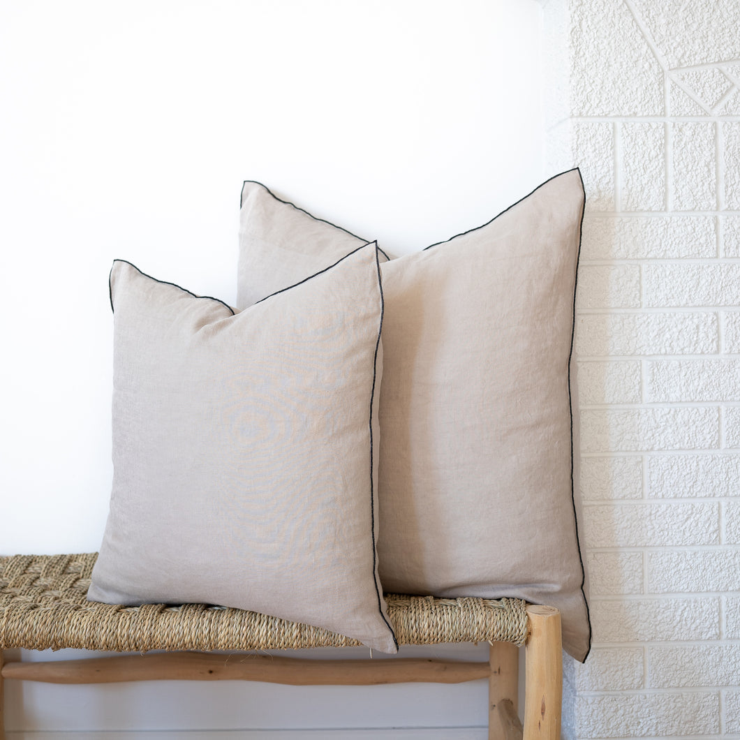 Square Edged Linen Pillow COVER - Natural