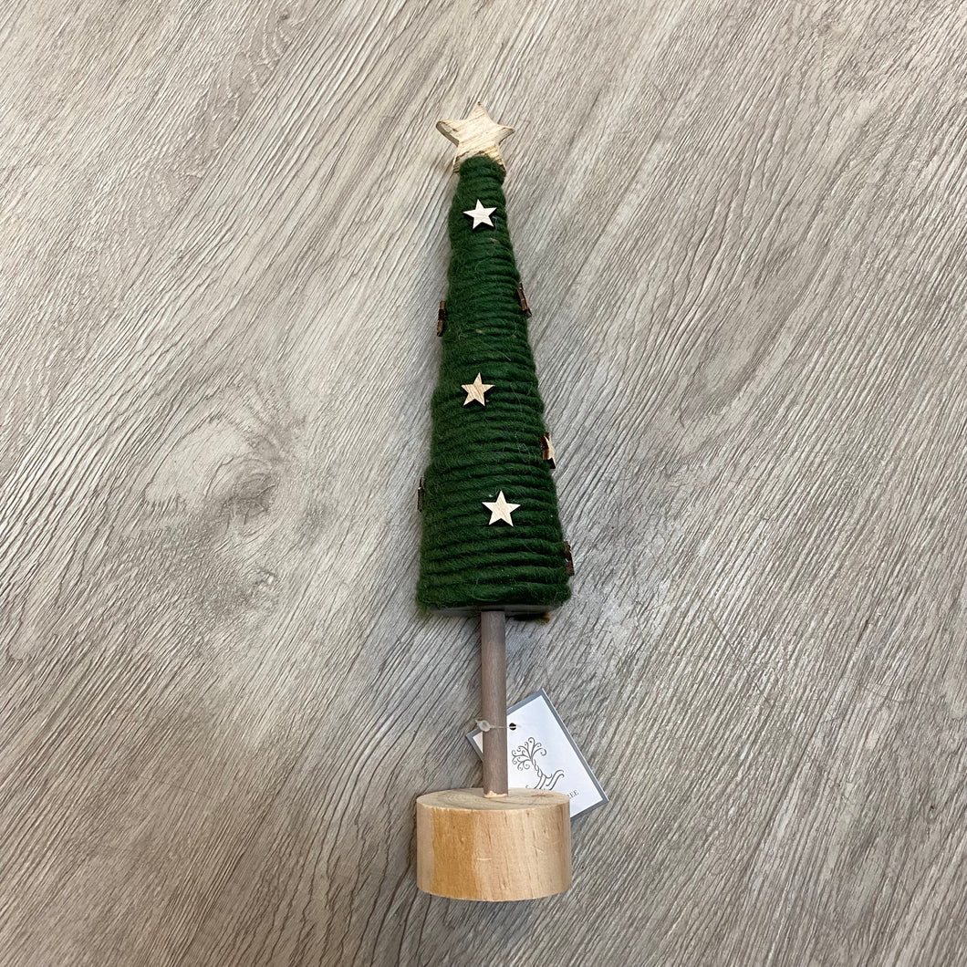OP2 Green Wrapped Wool Table Top Tree with Buttons