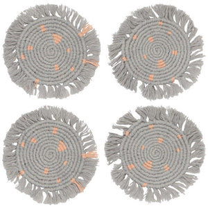 Set of 4 Macrame Coaster - Dove Gray